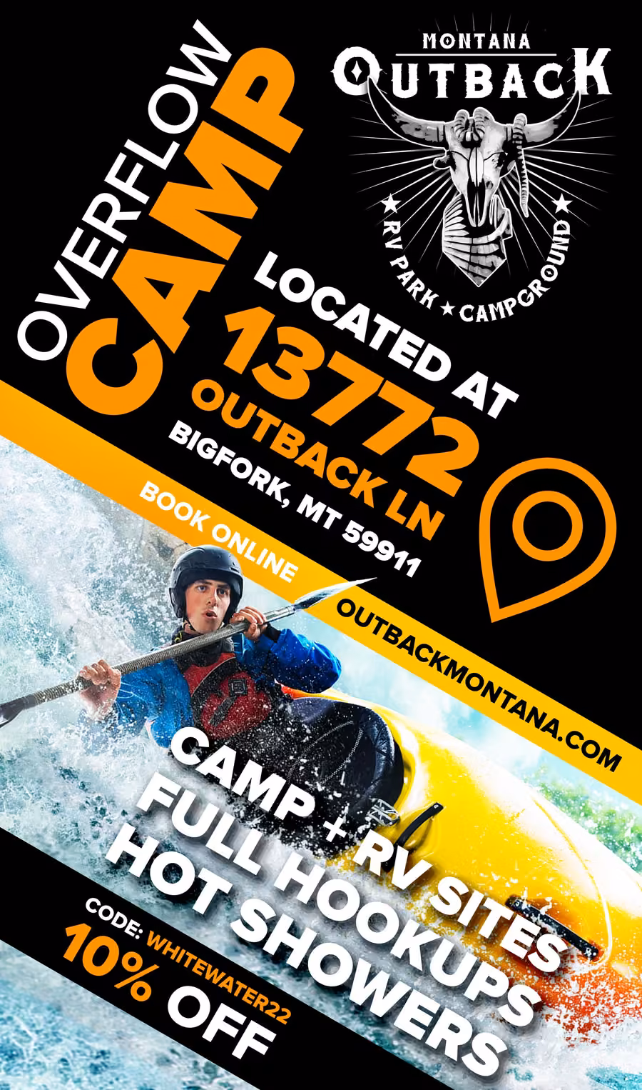 Montana Outback overflow camp signage design