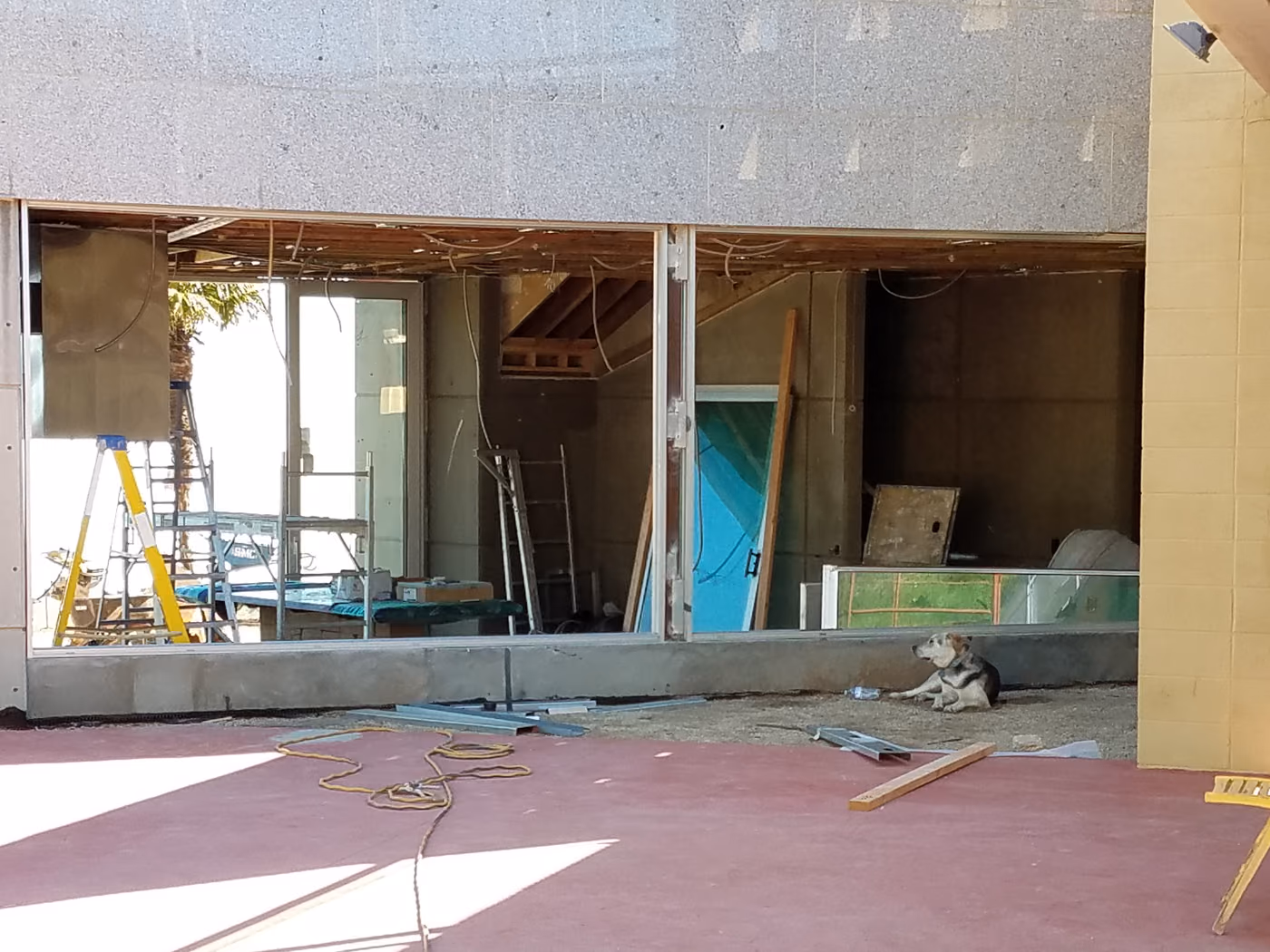 Openings cut through the concrete walls during the Rambla Pacifico demolition