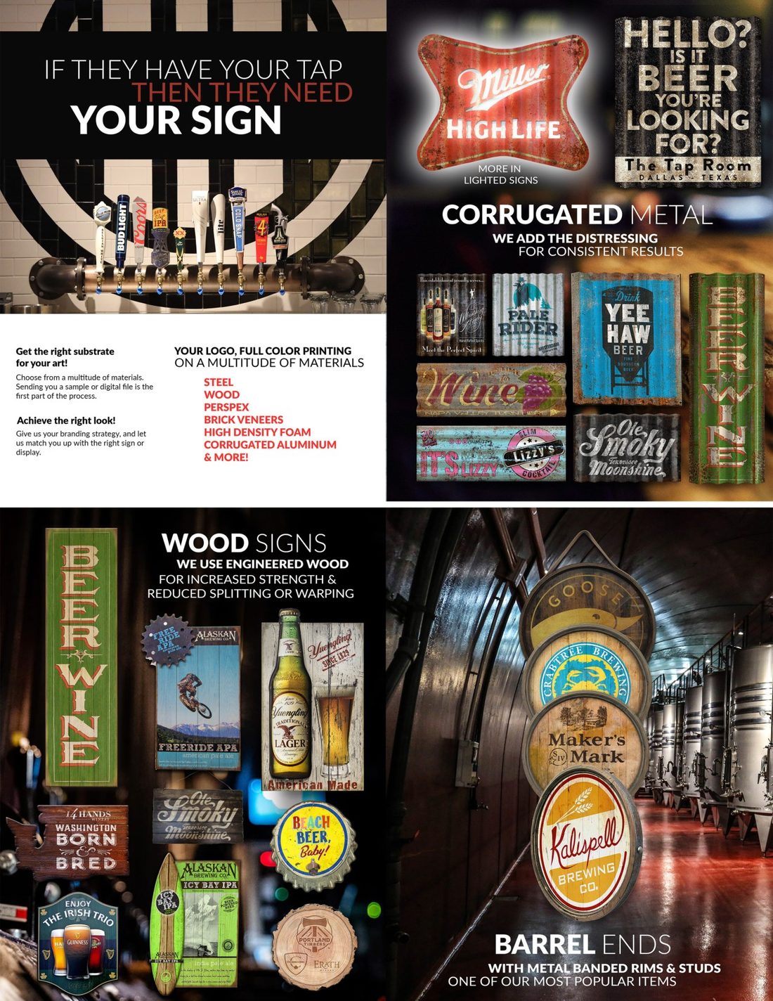 Custom signage and branding design for beverage brands