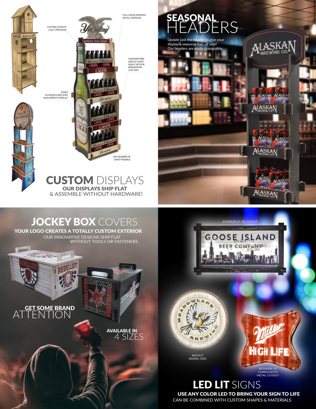 Custom retail display and signage design for beverage brands