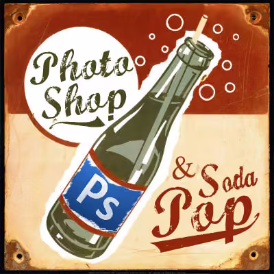 Vintage-style Photoshop and soda pop advertisement design