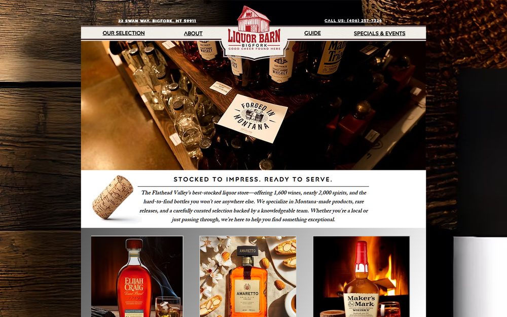 Bigfork Liquor Barn website, designed and built by Seth Dobie