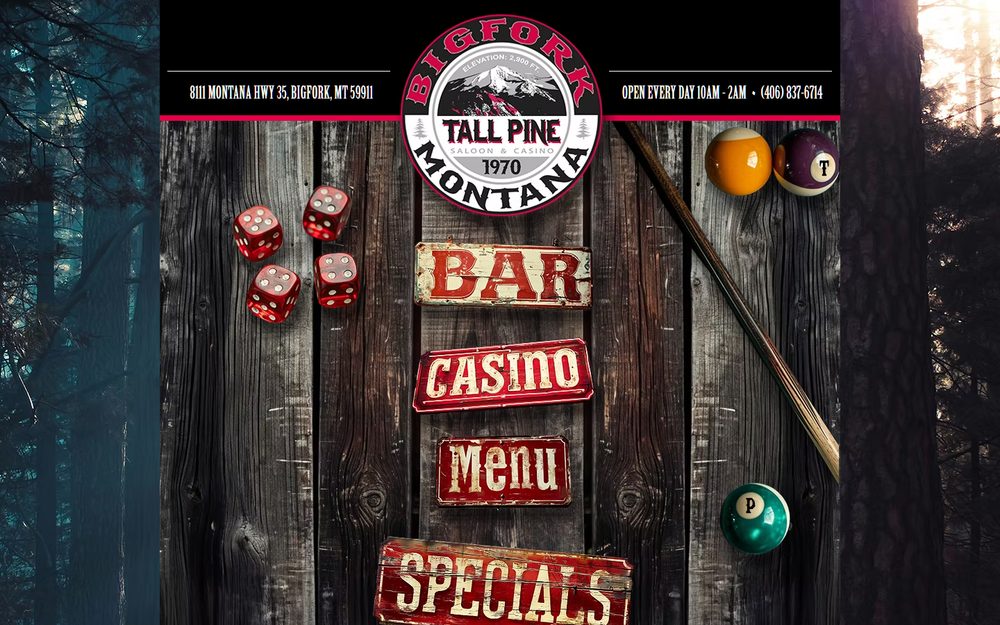 Tall Pine Lounge website, designed and built by Seth Dobie